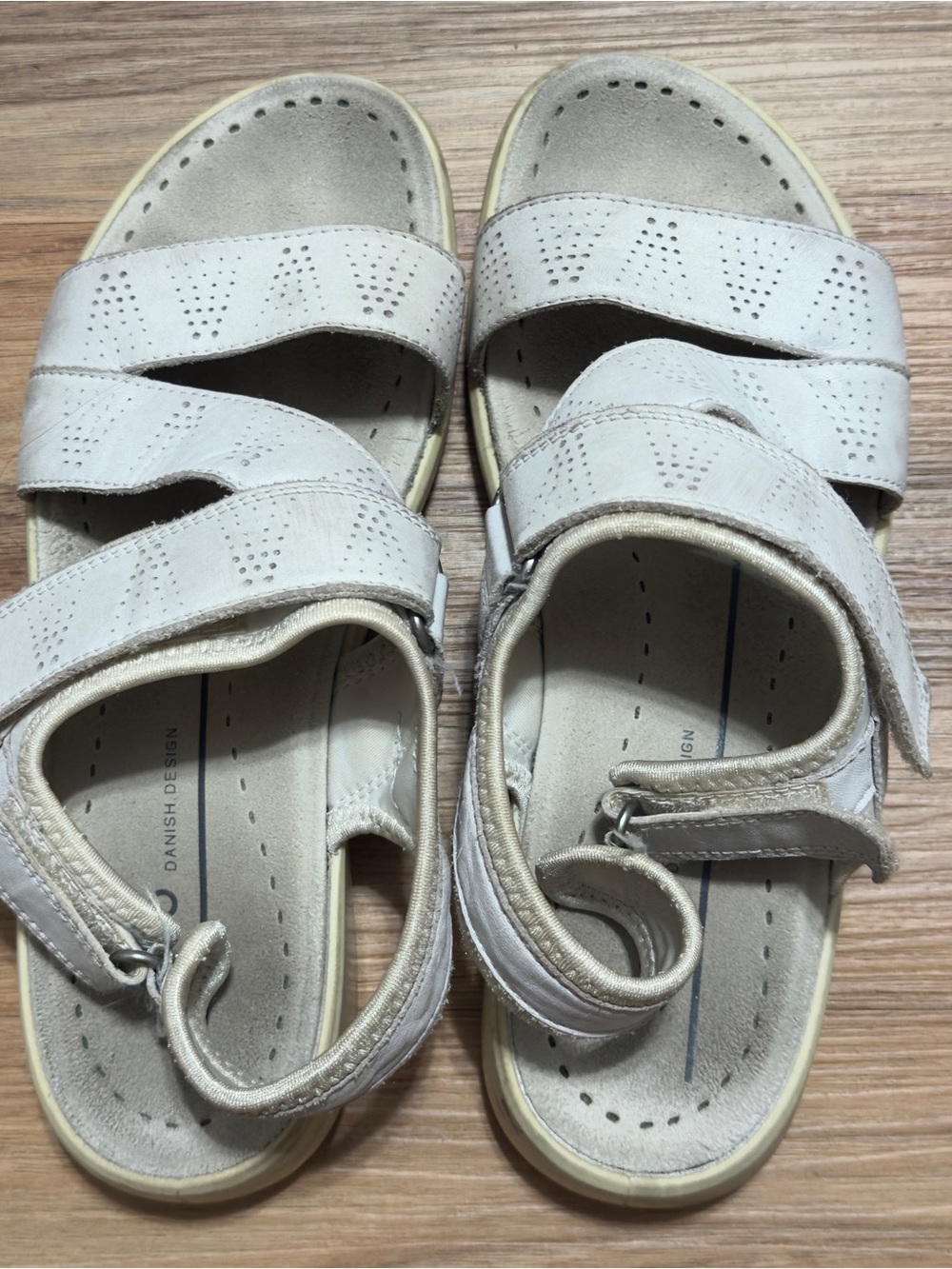 Women's White Perforated Comfort Sandals with Adjustable Straps
